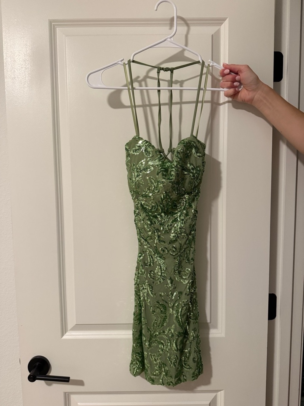 Windsor Olive Green Sequin Strappy Mini Dress WORN ONCE